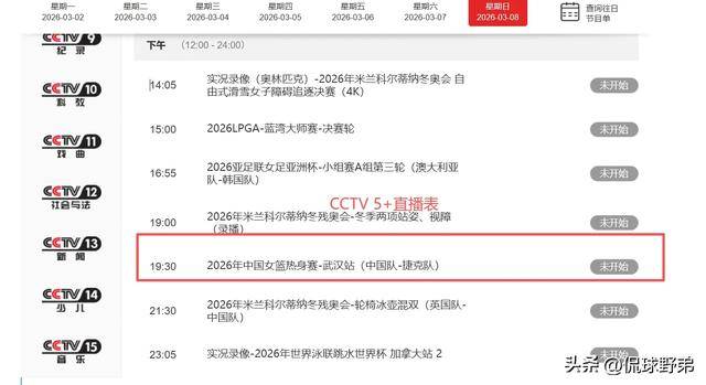 确定CCTV5+直播！中国女篮VS捷克，12人大名单更新，韩旭或出战
