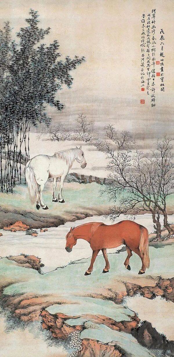【名品视界】赵叔孺绘画作品赏_吴昌硕_赵孟頫_鞍马