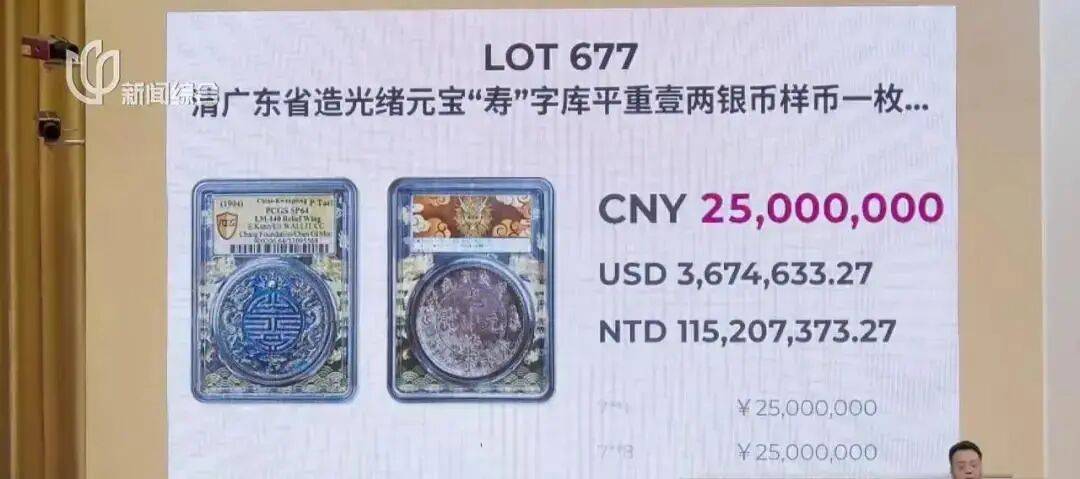 新币王”诞生！广东双龙寿字壹两样币以5083万元成交，此为中国首枚机制