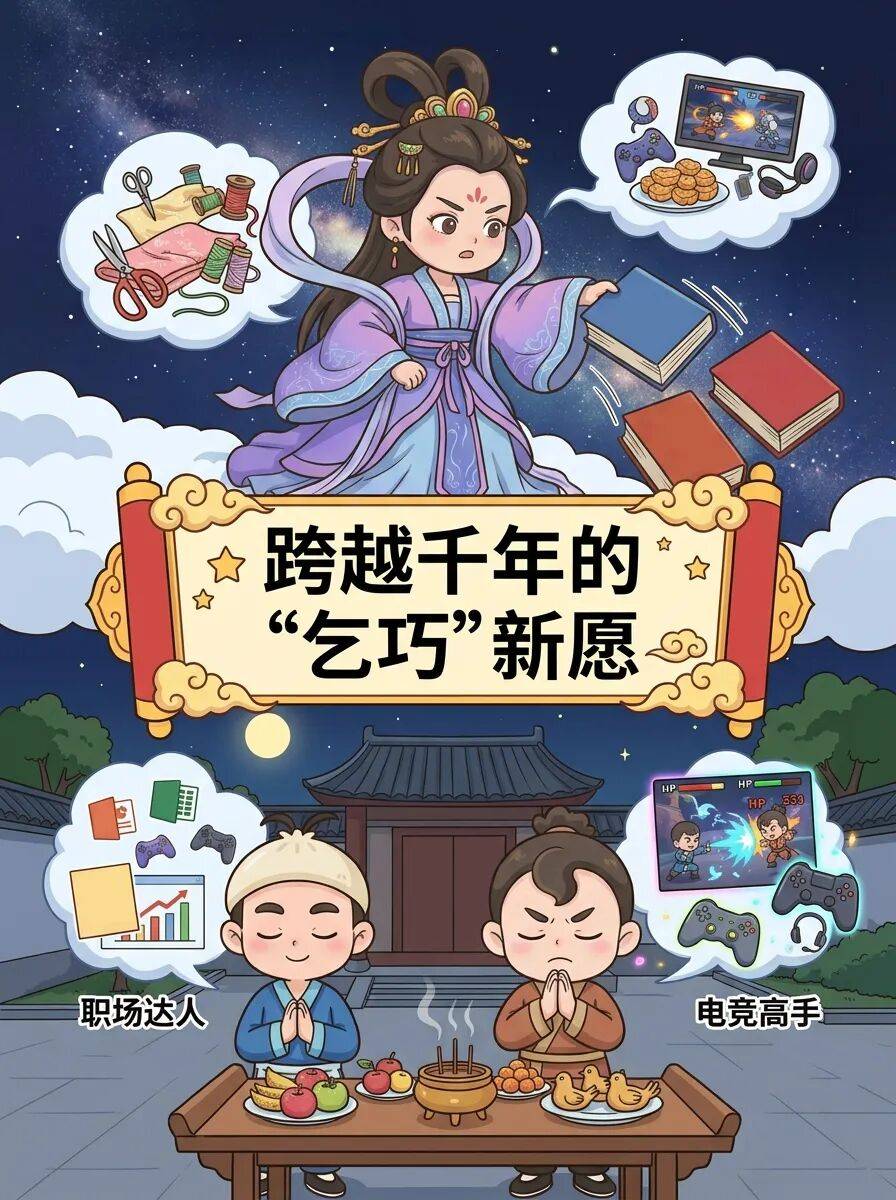 画说传统 | “乞巧”新愿:今年七夕,求神仙不如求自己?_牛郎织女_娘娘_Qixi