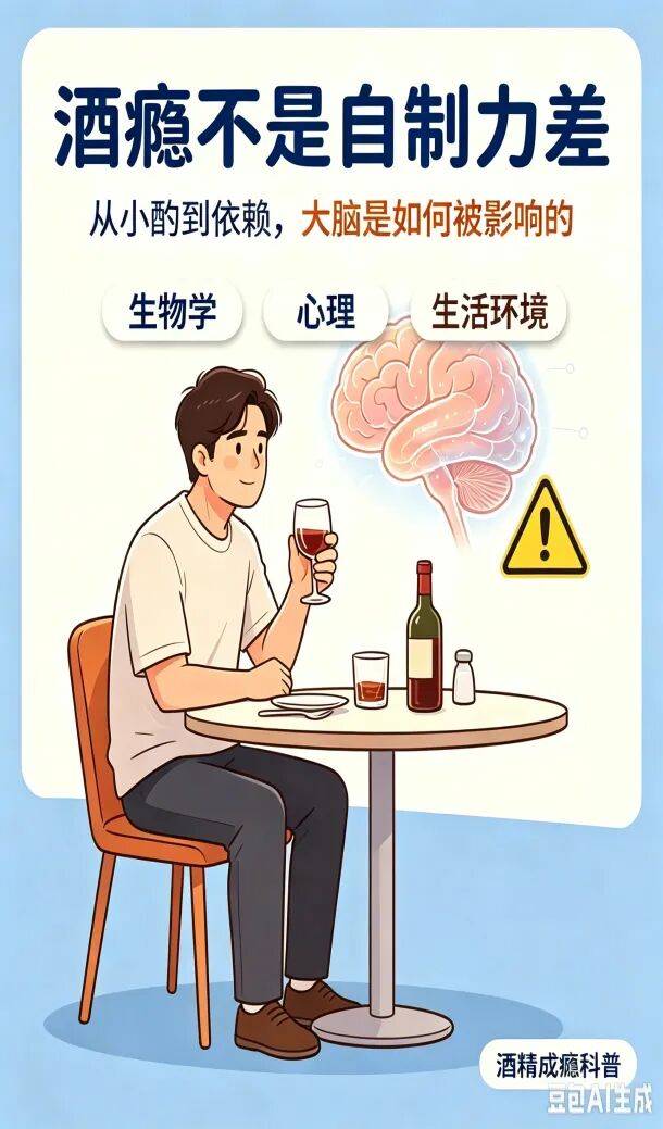 【健康科普】喝酒喝到身不由己？别再怪自制力差！酒精成瘾其实是大脑“中招”了